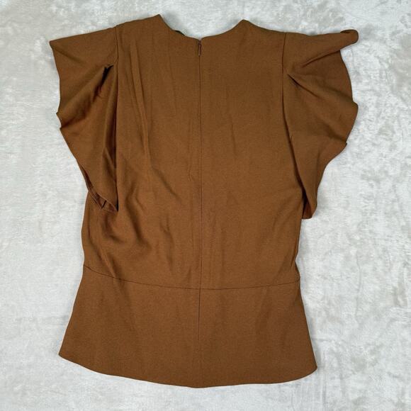 Vanessa Bruno Flutter Sleeve Top Blouse Brown Women’s size 36 US Small - Picture 4 of 8
